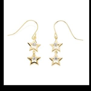10K Yellow Gold Dangle CubicZirconia Star earrings